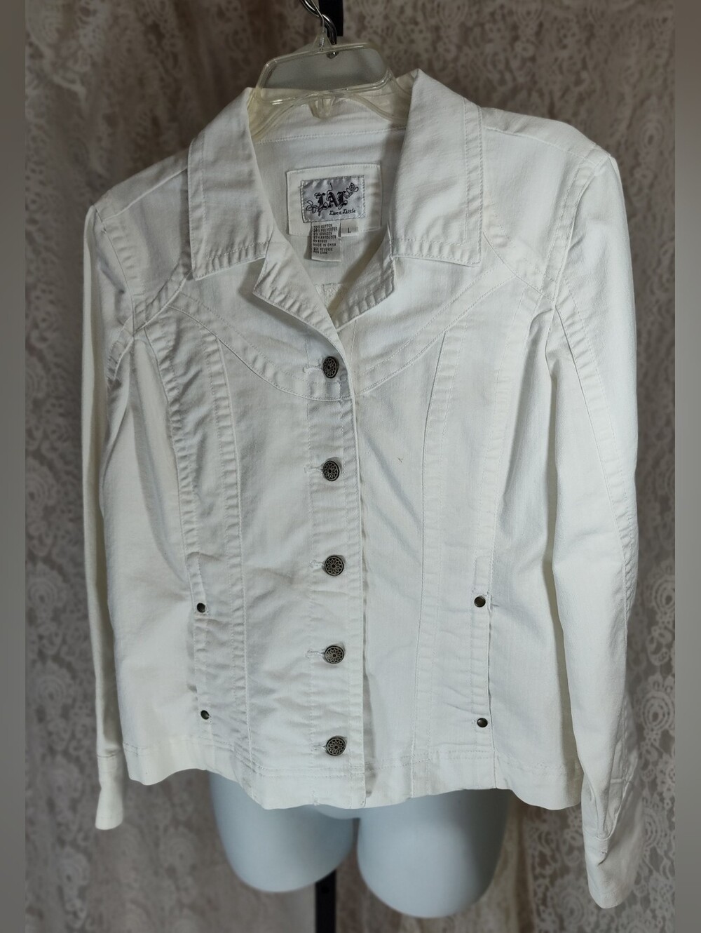 Live A Little LAL Women's White Button-Front Jean Jacket